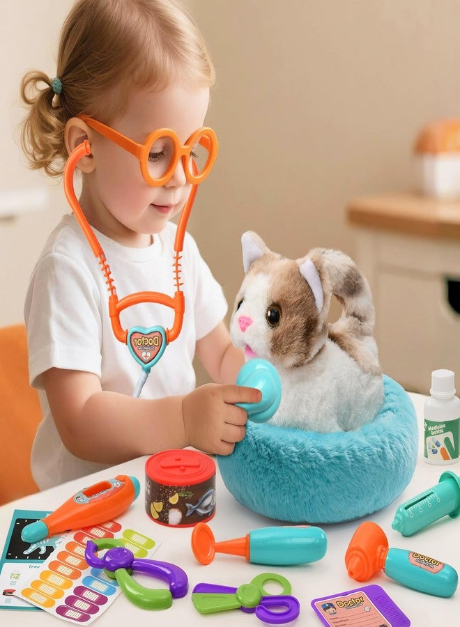TUZT 17PCS Interactive Cat Toys for Kids, Toys for 3 4 5 6 7 8 Year Old Girls Kids Boys, Walking & Meowing Cat Toy with Sound, Veterinarian Playset for Toddlers, Idea Birthday Gifts for Little Girls - Image 5